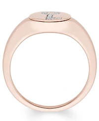 Diamond (1/20 ct. t.w.) Key Signet Ring in 14k Yellow or Rose Gold