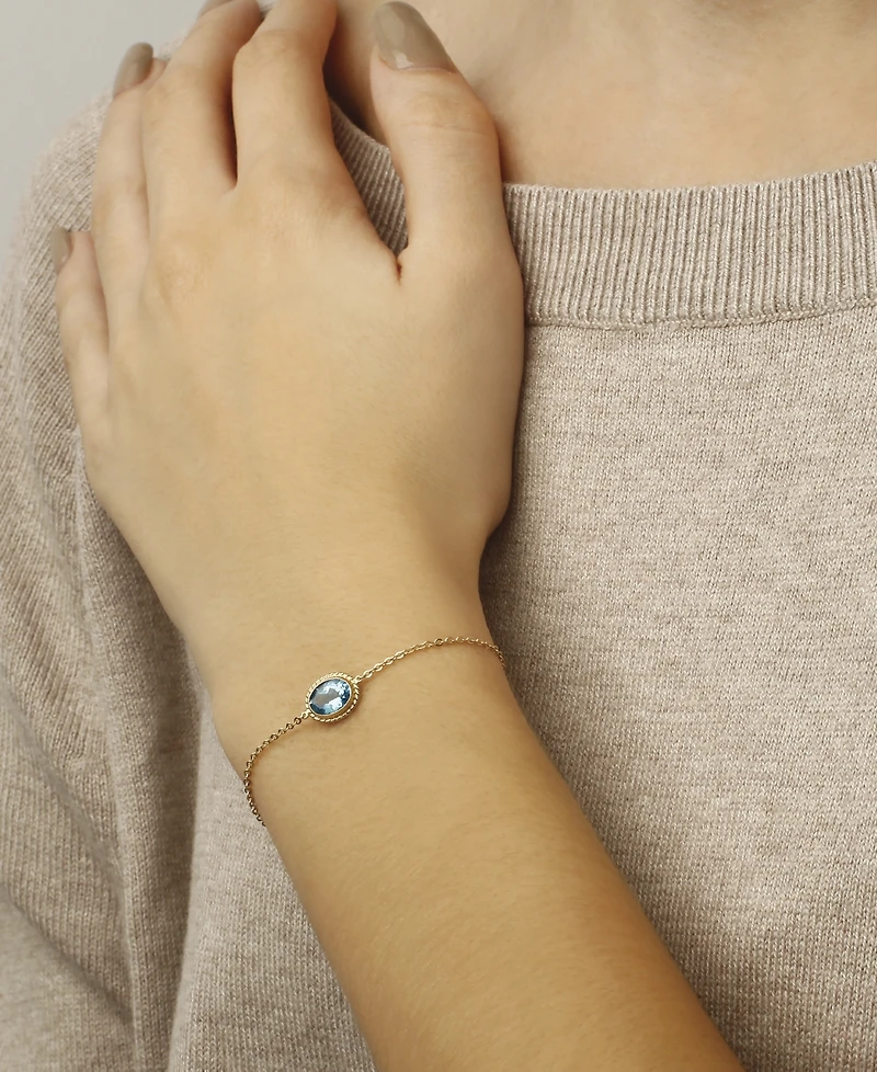 Gemstone Twist Gallery Bracelet 14k Yellow Gold (Available Opal, Peridot, Blue Topaz, Amethyst, Garnet & Citrine)