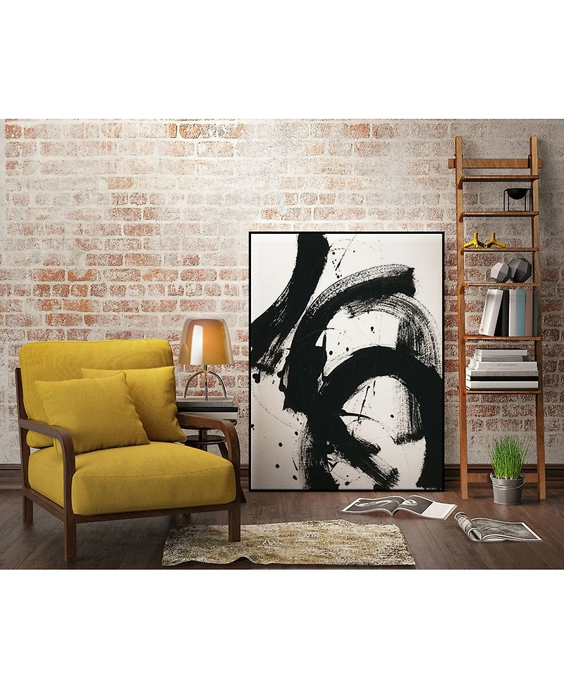 Giant Art 40" x 30" Onyx Gesture Ii Art Block Framed Canvas