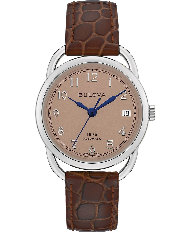 Limited Edition Bulova Women's Swiss Automatic Joseph Bulova Brown Leather Strap Watch 34.5mm