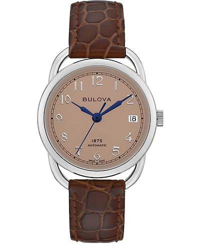 Limited Edition Bulova Women's Swiss Automatic Joseph Bulova Brown Leather Strap Watch 34.5mm