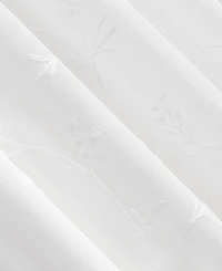 Delia Embroidered Floral Sheer Rod Pocket Curtain Panel