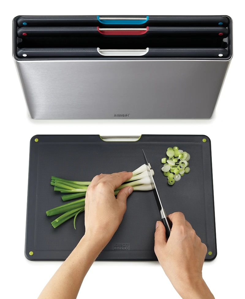 Joseph Joseph Folio Stainless Steel 4-Pc. Chopping Board Set in Case