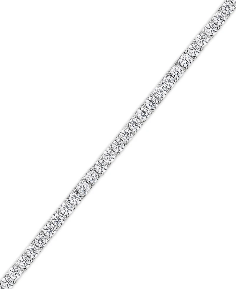 Simulated Cubic Zirconia Alternating Line Bracelet in Silver Plate