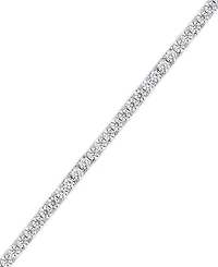 Simulated Cubic Zirconia Alternating Line Bracelet in Silver Plate