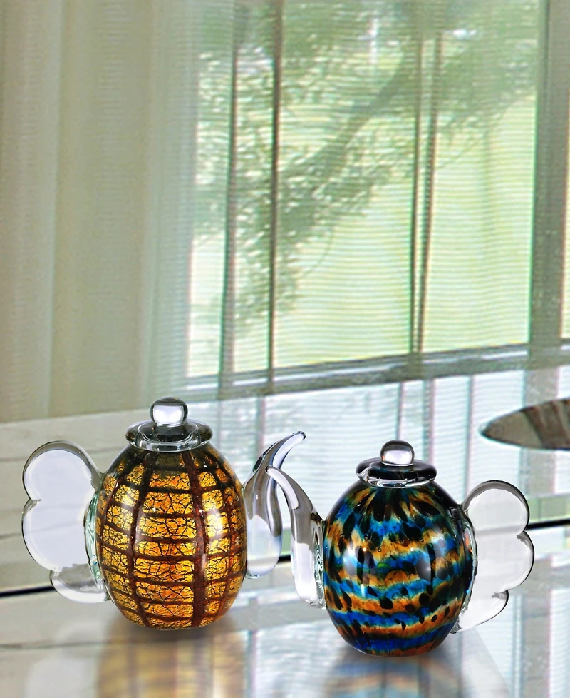 Dale Tiffany 2pc set Inferno Tea Pot