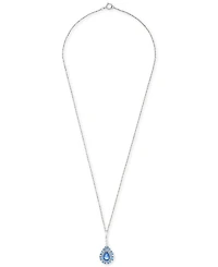 Multi-Gemstone Teardrop 18" Pendant Necklace (1 ct. t.w.) Sterling Silver