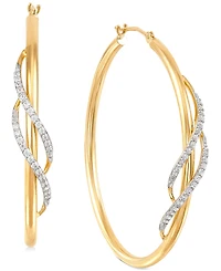 Diamond Twist Medium Twist Hoop Earrings (1/5 ct. t.w.) in 10k Gold, 1.5"