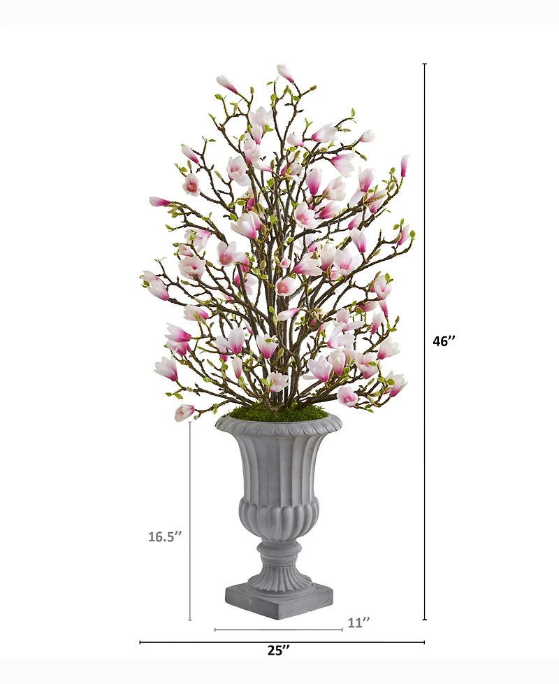 Nearly Natural 46in. Magnolia Artificial Arrangement in Decorative Urn