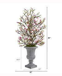 Nearly Natural 46in. Magnolia Artificial Arrangement in Decorative Urn