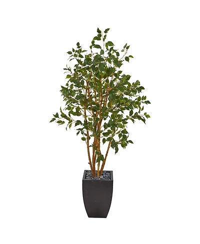Nearly Natural 58in. Ficus Artificial Tree in Black Planter