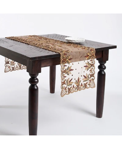 Saro Lifestyle Hand Beaded Design Table Runner, 16" x 72"