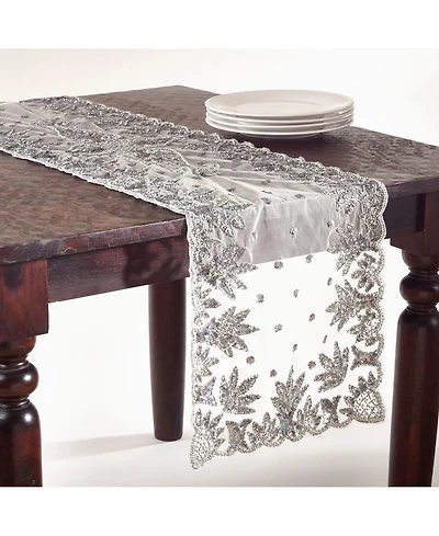 Saro Lifestyle Hand Beaded Design Table Runner, 16" x 72"