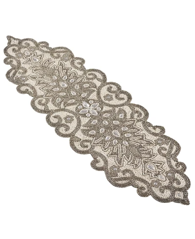 Saro Lifestyle Beaded Scroll Motif Table Runner
