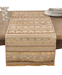 Saro Lifestyle Beaded Aztec Cotton Table Runner