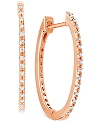 Diamond Small Skinny Hoop Earrings (1/10 ct. t.w.) in 10k Rose Gold, 0.75"