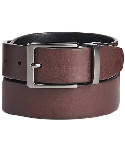 Original Penguin Men's Faux Leather Antique-Look Reversible Belt