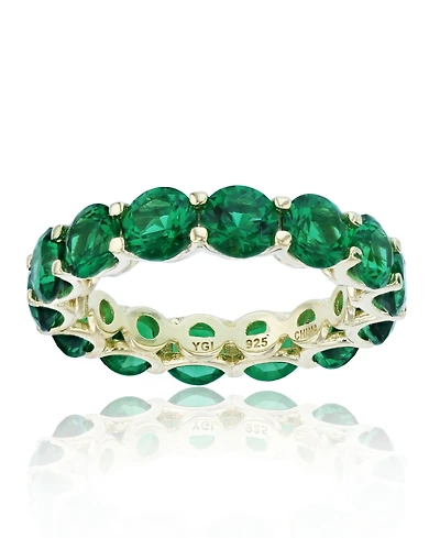 Cubic Zirconia Eternity Band 14k Yellow Gold Plated Sterling Silver