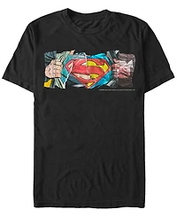 Fifth Sun Dc Men's Superman Paper Collage Logo Short Sleeve T-Shirt