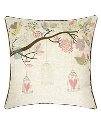 Homey Cozy Lilly Embroidered Linen Decorative Pillow, 20" x 20"