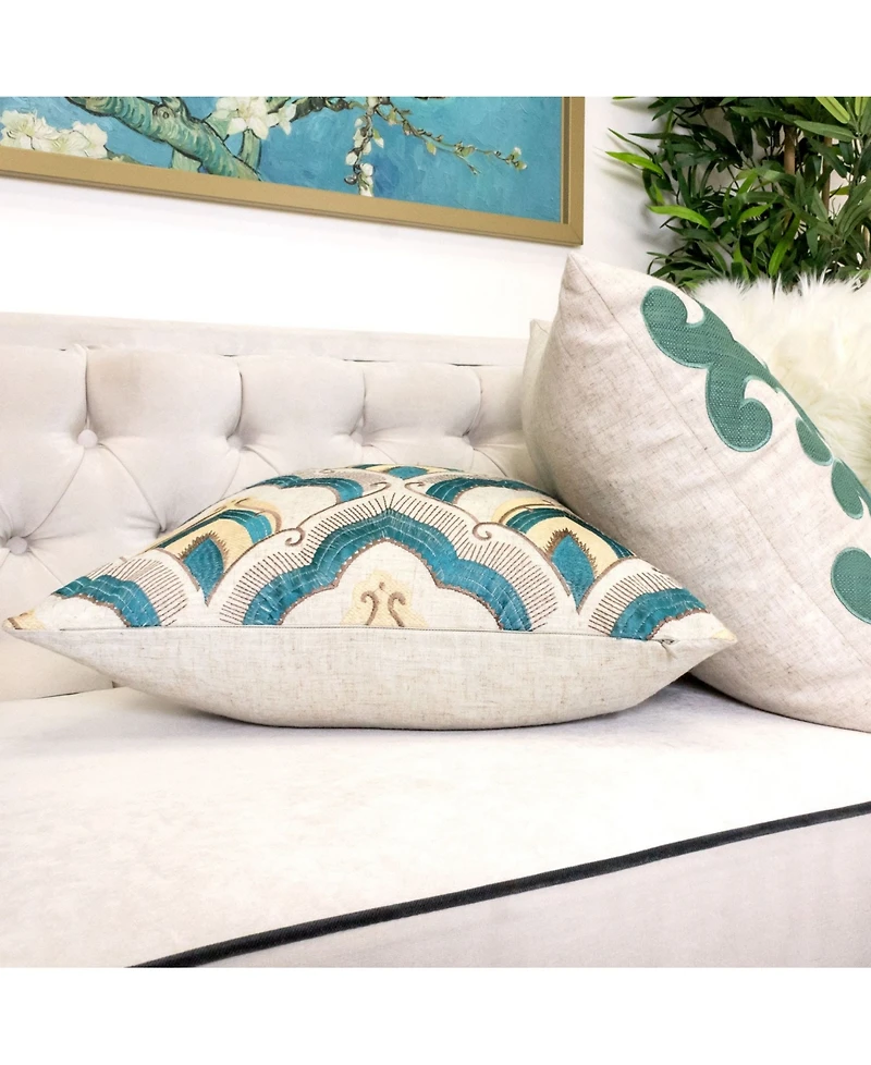 Homey Cozy Amy Embroidery Decorative Pillow, 20" x 20"
