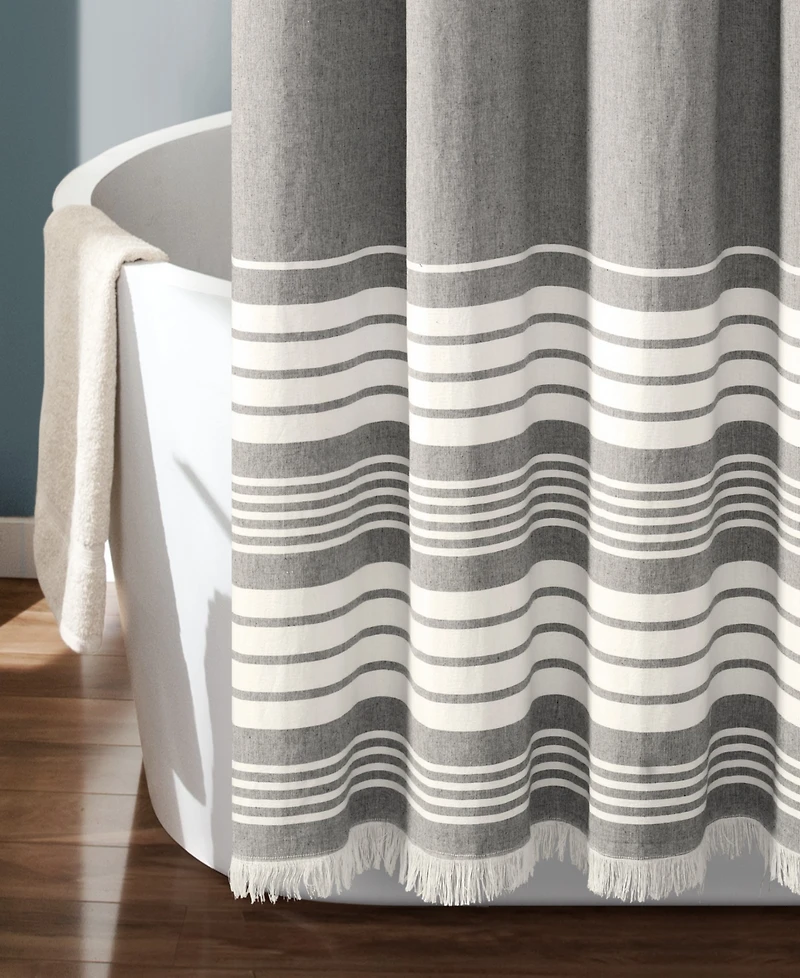 Lush Decor Nantucket Yarn Dyed Cotton Shower Curtain, 72" x
