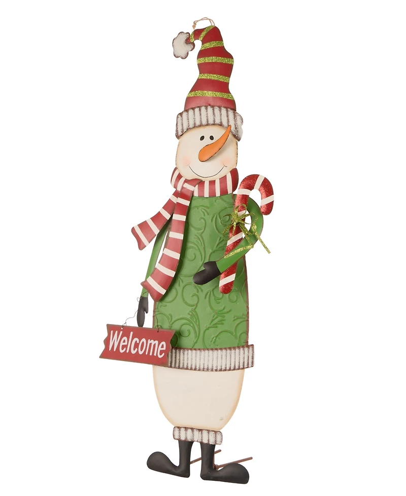 Glitzhome Snowman Santa Yard Stake or Standing Decor or Wall Decor, Three Function Set of 2