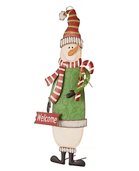 Glitzhome Snowman Santa Yard Stake or Standing Decor or Wall Decor, Three Function Set of 2
