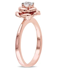Lab-Grown White Sapphire (1/3 ct. t.w.) Floral Ring 18k Rose Gold Over Sterling Silver