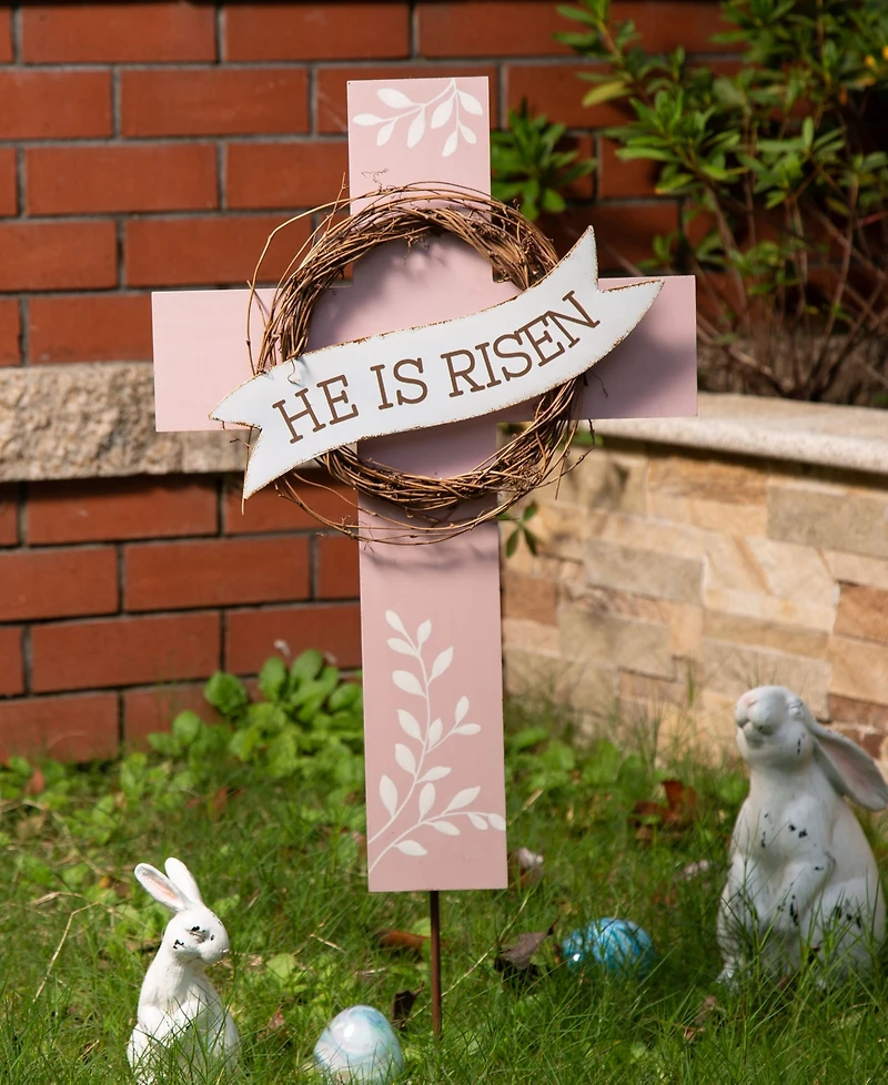 Glitzhome Easter Cross Yard Stake or Wall Decor
