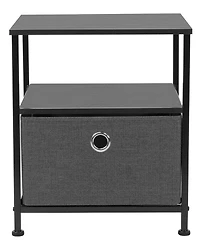 Sorbus 1 Drawers Nightstand with Shelf - Steel Frame, Wood Top & Easy Pull Fabric Bins Perfect for Home, Bedroom