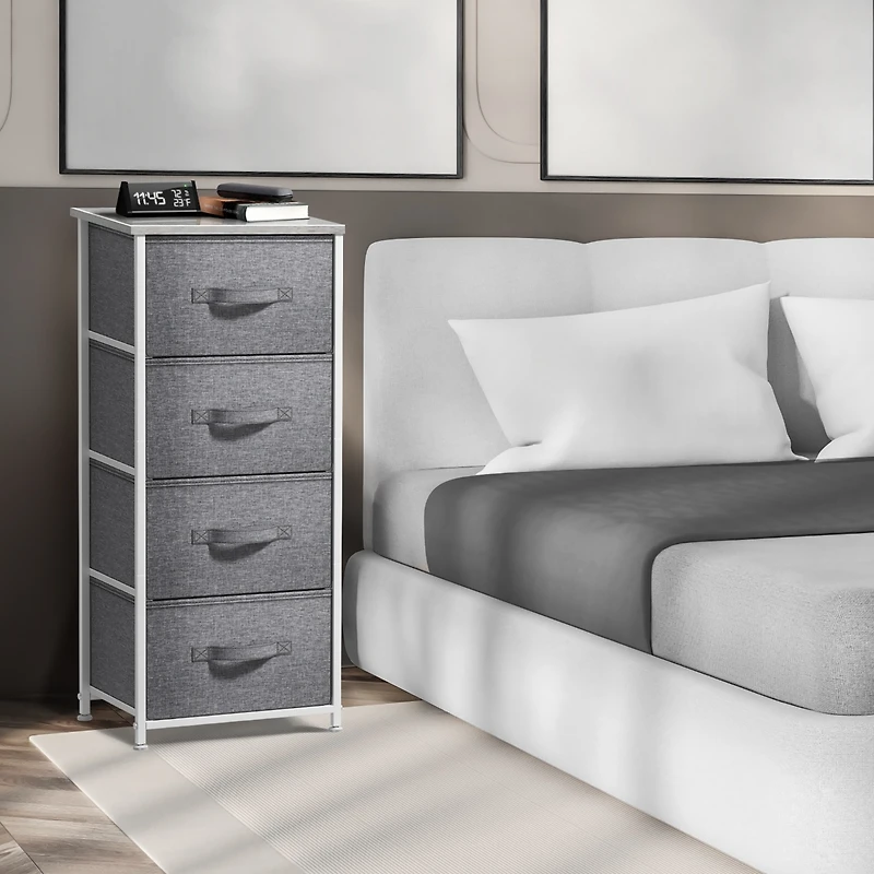 Sorbus 4 Drawers Chest Nightstand - Storage for Closet, Home, College Dorm Features Steel Frame, Wood Top