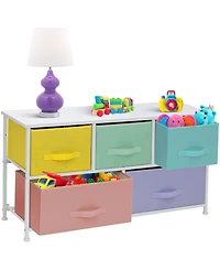 Sorbus 5 Drawers Dresser- Storage Unit with Steel Frame, Wood Top, Fabric Bins - for Bedroom, Closet