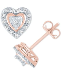 Diamond Heart Earrings (1/10 ct. t.w.) in Sterling Silver or Sterling Silver & 14k Rose Gold-Plate
