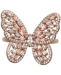 Cubic Zirconia Baguette Butterfly Ring (1-1/2 ct. t.w.) Sterling Silver or 18K Rose Gold over