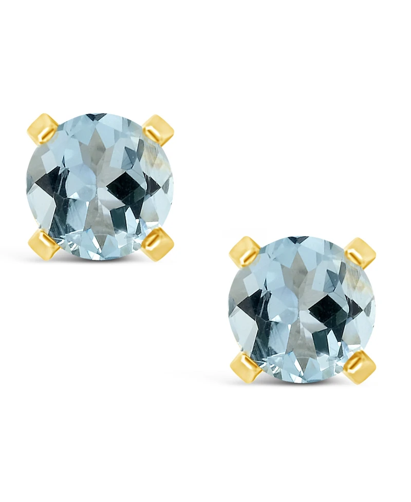 Gemstone Stud Earrings 14K Yellow Gold