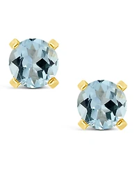 Gemstone Stud Earrings 14K Yellow Gold
