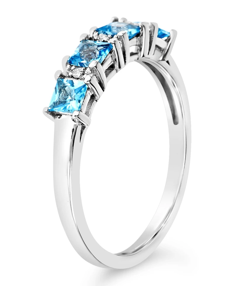 Gemstone and Diamond Accent Ring Sterling Silver