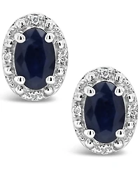 Sapphire (1-1/5 ct. t.w.) and Diamond Accent Stud Earrings in Sterling Silver