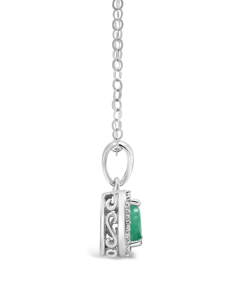 Emerald (3/8 ct. t.w.) and Diamond Accent Pendant Necklace Sterling Silver