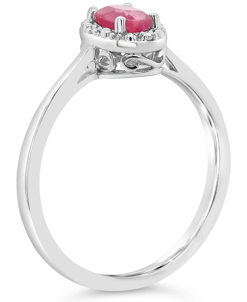 Sapphire (5/8 ct. t.w.) and Diamond Accent Ring Sterling Silver (Also Ruby
