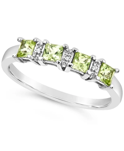 Gemstone and Diamond Accent Ring Sterling Silver
