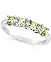 Gemstone and Diamond Accent Ring Sterling Silver