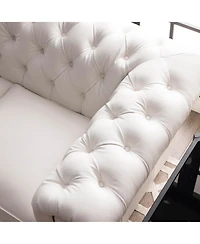 Alexandon Leather Chesterfield Tufted Sofa with Roll Arm