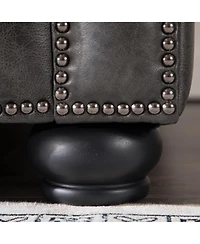 Alexandon Leather Chesterfield Tufted Sofa with Roll Arm