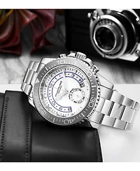 Stuhrling Men's Silver Tone Stainless Steel Bracelet Watch 42mm