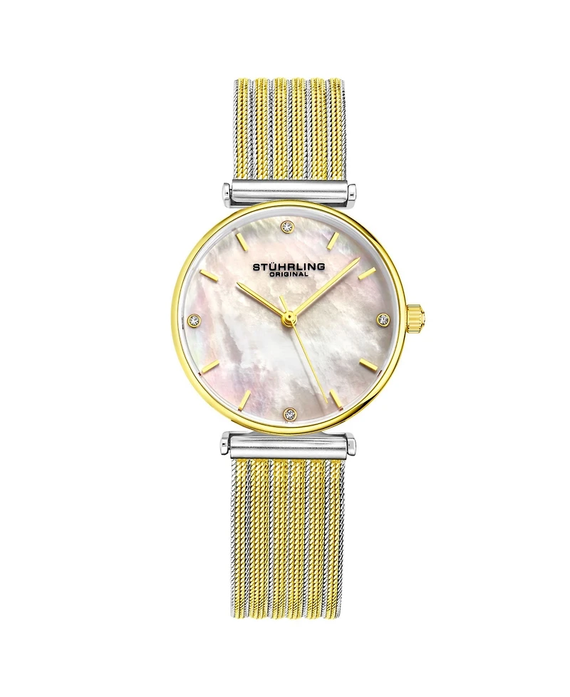 Stuhrling Women's Gold - Silver Tone Mesh Stainless Steel Bracelet Watch 32mm