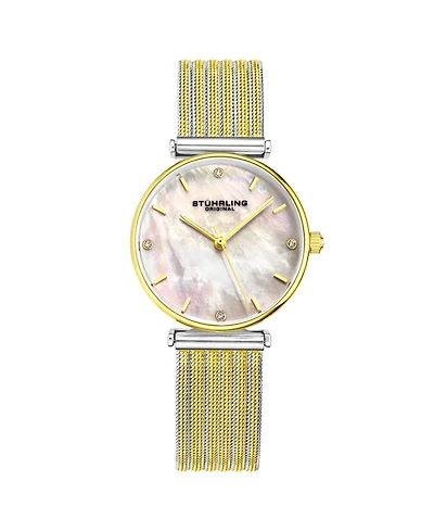 Stuhrling Women's Gold - Silver Tone Mesh Stainless Steel Bracelet Watch 32mm