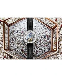 Stuhrling Men's Black Leather Strap Watch 40mm