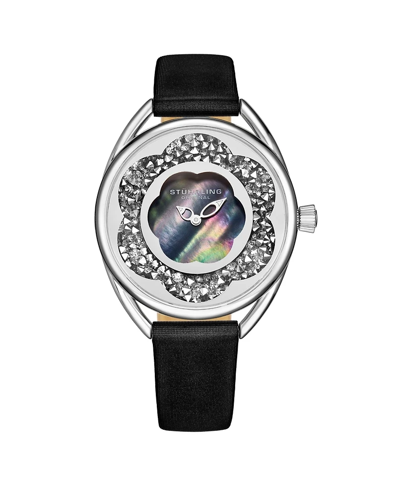 Stuhrling Women's Black Leather Strap Watch 38mm